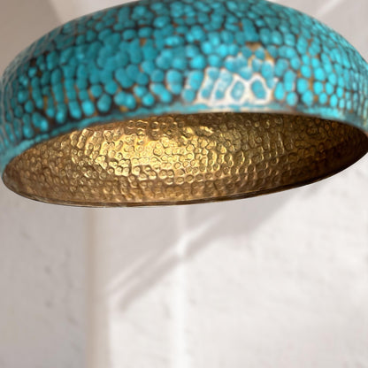 Blue Patina Pendant Light – Handmade Vintage Farmhouse Ceiling Light