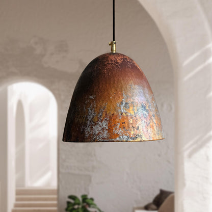 Rustic Copper Pendant Light – Oxidized Dome Kitchen Island Fixture