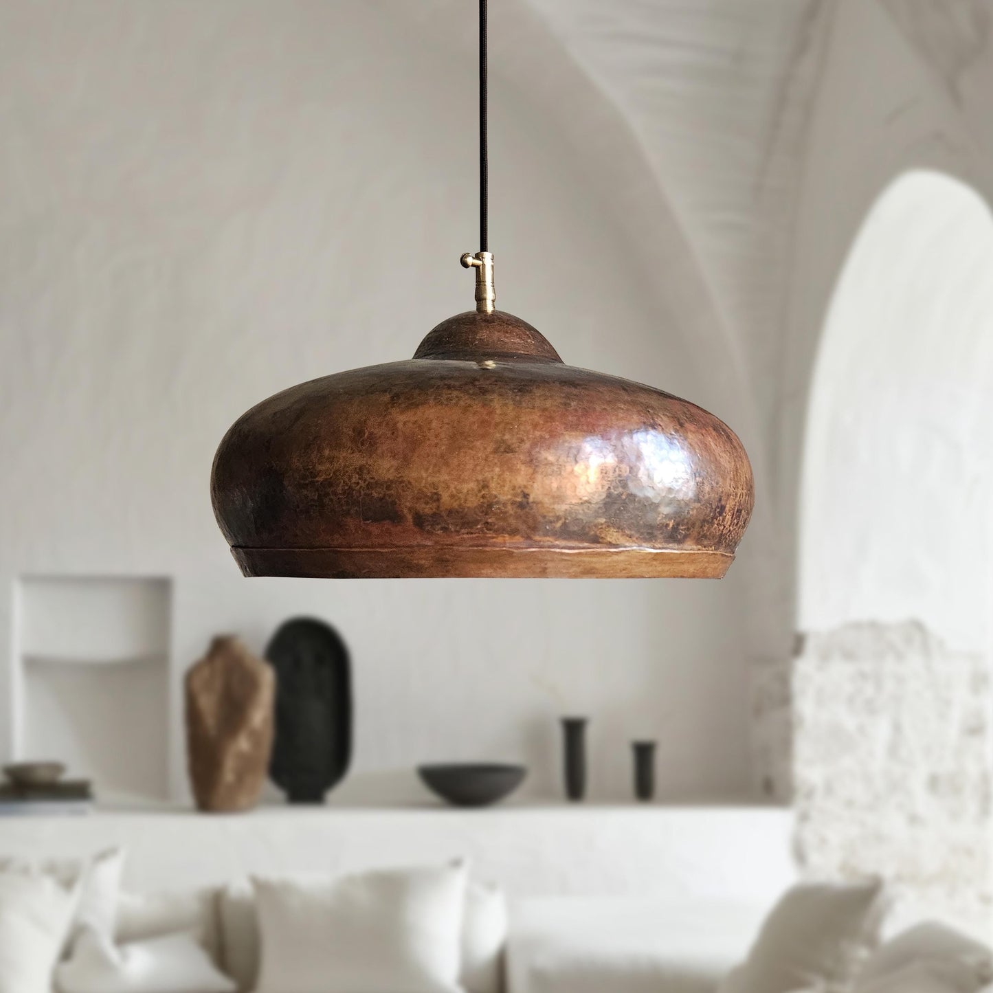 3 Rustic Copper Pendant Lights – Farmhouse Kitchen Island Ceiling Fixtures