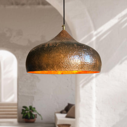 Set of 3 Rustic Copper Pendant Lights – Farmhouse Ceiling Fixtures