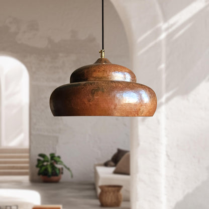 2 Rustic Copper Pendant Lights – Kitchen Island Hanging Fixtures