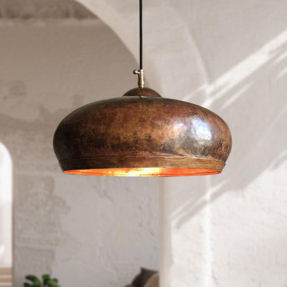 3 Rustic Copper Pendant Lights – Farmhouse Kitchen Island Ceiling Fixtures