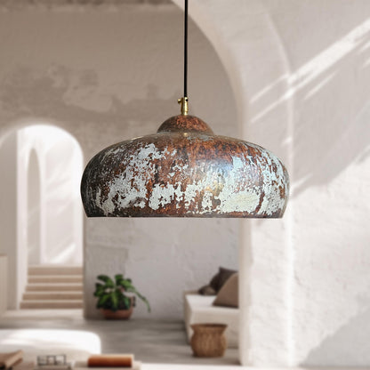 Two Rustic Copper Ceiling Lights – Vintage Pendant Kitchen Fixtures
