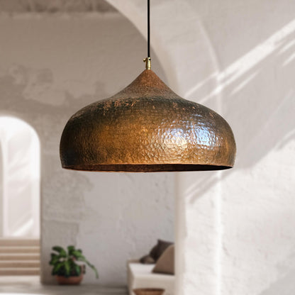 Set of 3 Rustic Copper Pendant Lights – Farmhouse Ceiling Fixtures