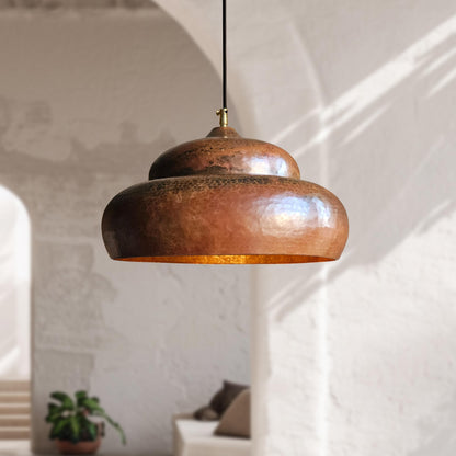 2 Rustic Copper Pendant Lights – Kitchen Island Hanging Fixtures