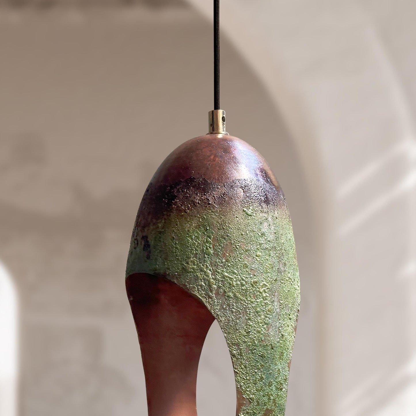Set of 3 Handcrafted Green Patina Copper Pendant Lights – Oxidized Farmhouse Fixtures